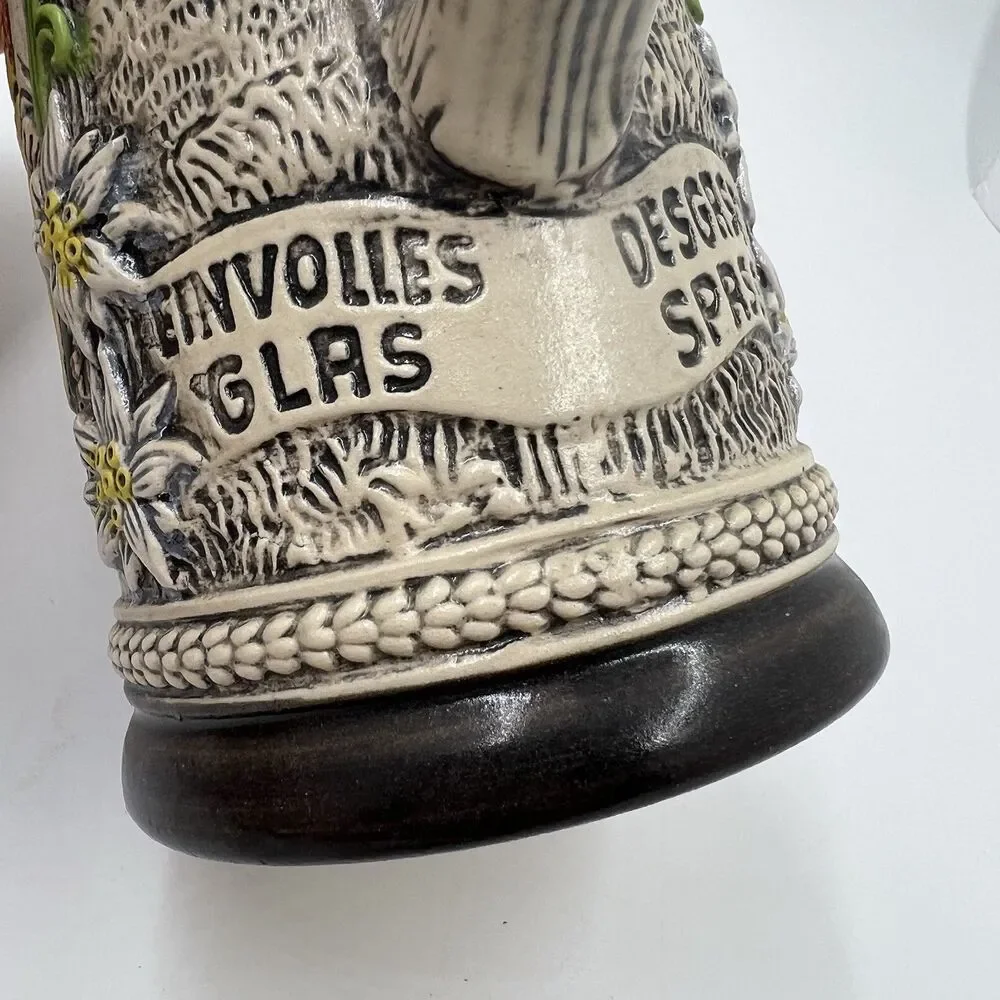 Vintage Handarbeit Gerzit Gerz German Lidded Ceramic Beer Stein